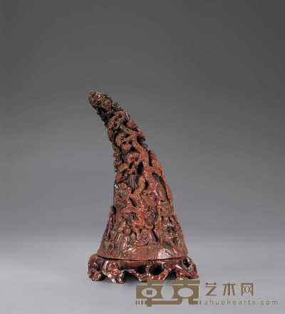 清初 犀角雕十八罗汉 高21cm